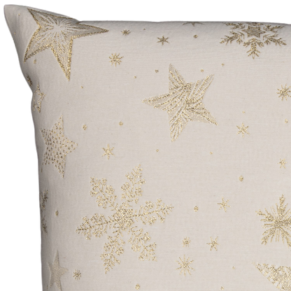 Kissenhülle Glamour Star Gold 50x50 cm | Fest & Griffig - Glitzereffekt Sterne Gold Creme