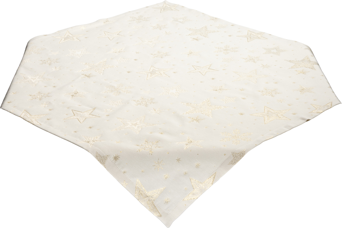 Mitteldecke Glamour Star Gold 85x85 cm | Fest & Griffig - Glitzereffekt Sterne Gold Creme