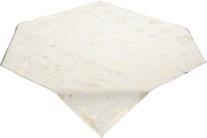 Mitteldecke Glamour Star Gold 85x85 cm | Fest & Griffig - Glitzereffekt Sterne Gold Creme