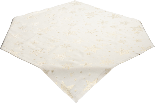 Mitteldecke Glamour Star Gold 85x85 cm | Fest & Griffig - Glitzereffekt Sterne Gold Creme