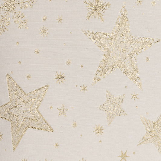 Mitteldecke Glamour Star Gold 85x85 cm | Fest & Griffig - Glitzereffekt Sterne Gold Creme