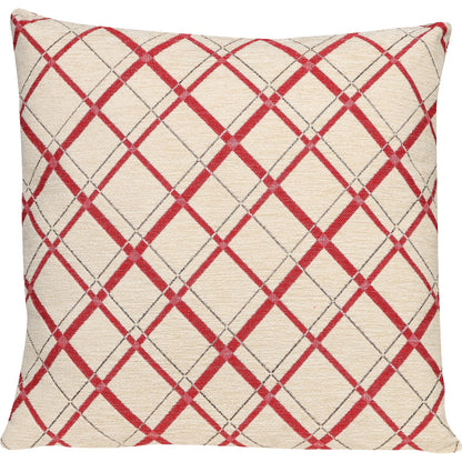 Wendekissenhülle mit Sternen und Karo in rot/beige - Starlight Mix creme Chenille - 50x50 cm - SPRÜGEL