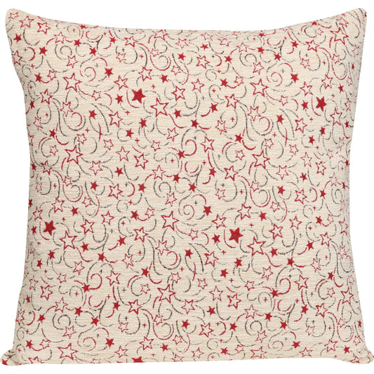 Wendekissenhülle mit Sternen und Karo in rot/beige - Starlight Mix creme Chenille - 50x50 cm - SPRÜGEL