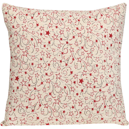 Wendekissenhülle mit Sternen und Karo in rot/beige - Starlight Mix creme Chenille - 40x40 cm - SPRÜGEL