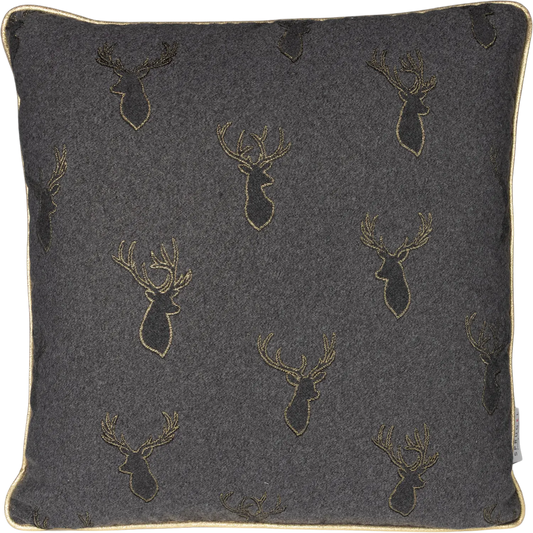 Kissenhülle mit Hirsch und Goldkante – Homey Deer