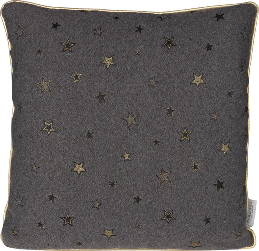 Kissenhülle Homey Star 40x40 cm | Schwer & Griffig - Glitzereffekt Sterne Gold Anthrazit