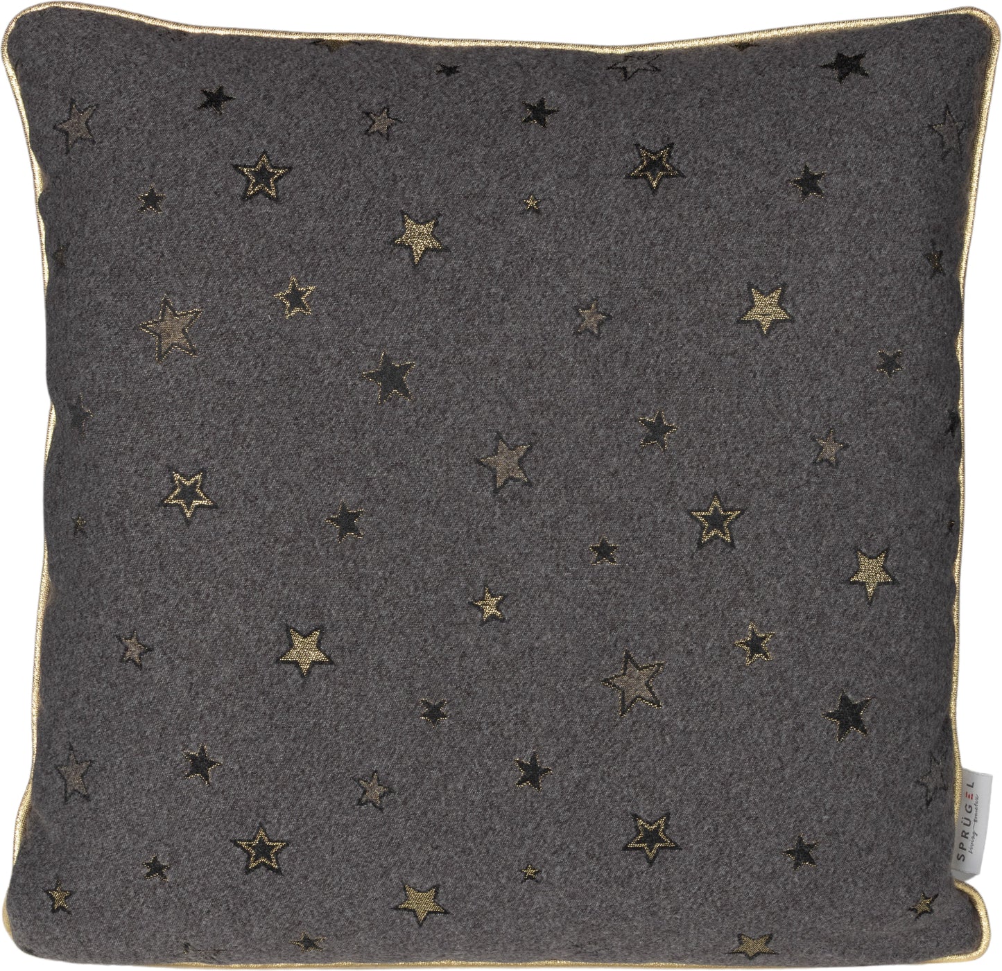 Kissenhülle Homey Star 50x50 cm | Glatt & Fest - Glitzereffekt Sterne Gold Anthrazit