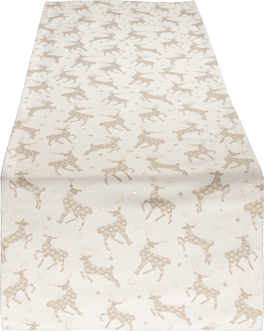 Tischband Glamour Ciervo Gold 50x150 cm | Fein & Glatt - Hirsch Gold Creme Landhaus