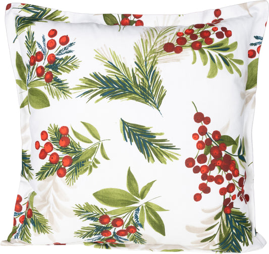 Kissenhülle Christmas Berries 45x45 cm | Naturweich & Matt - Weihnachten Baumwolle Beeren Zweige