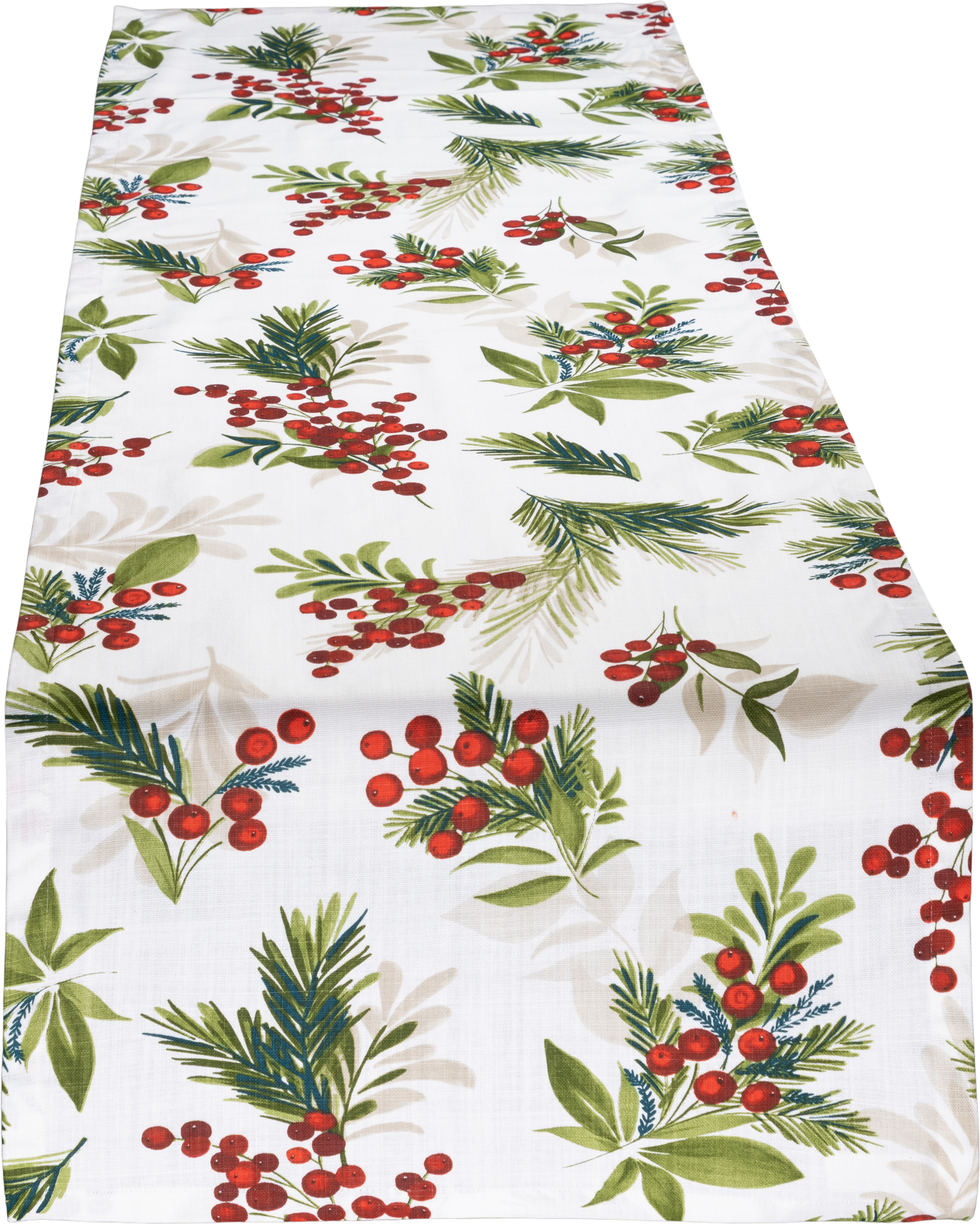 Tischband Christmas Berries 45x45 cm | Naturweich & Matt - Weihnachten Baumwolle Beeren Zweige