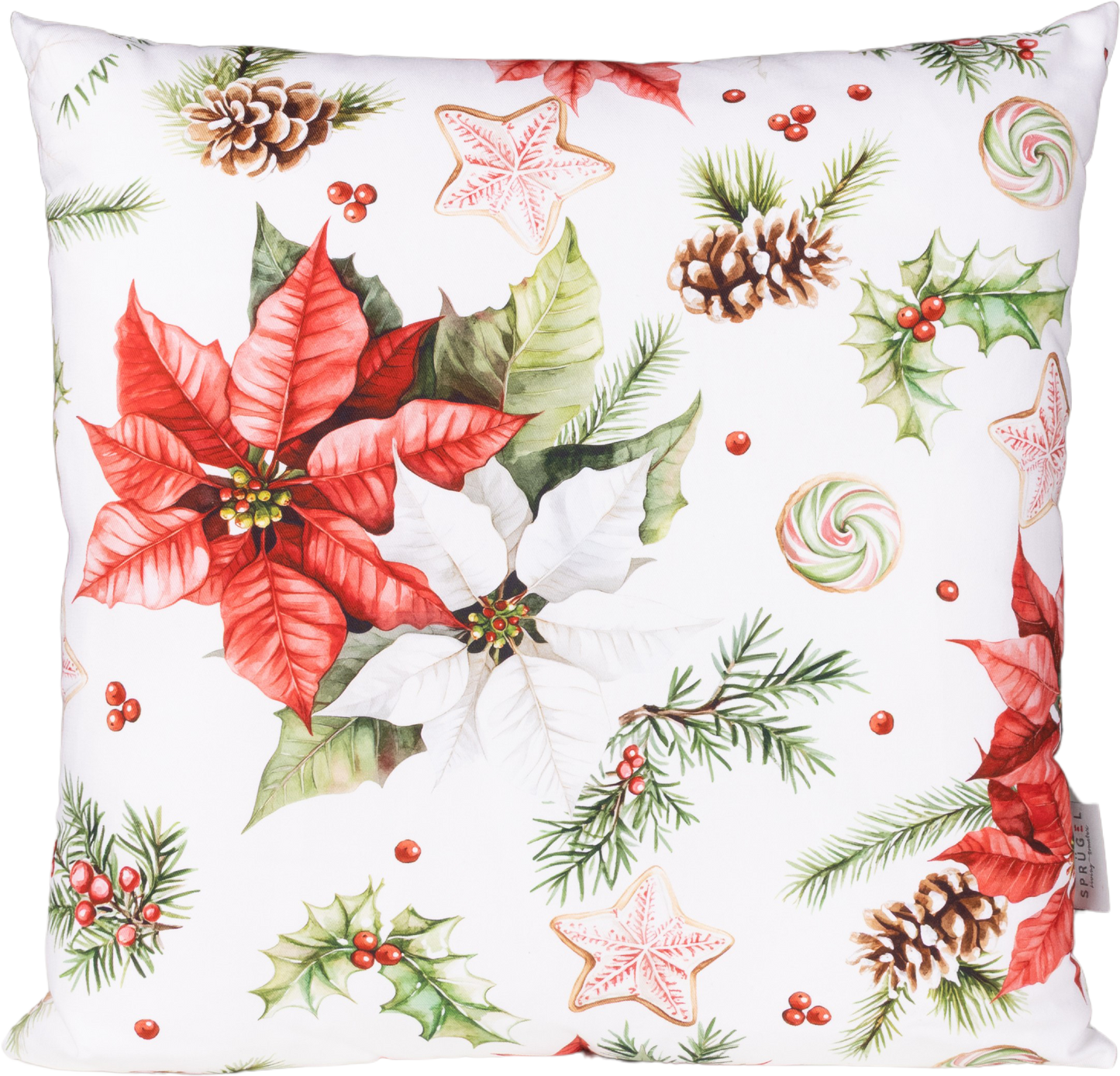 Kissenhülle Christmas Flower 50x50 cm | Naturweich & Matt - Poinsettie Weihnachten Baumwolle
