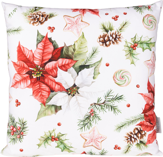 Kissenhülle Christmas Flower 50x50 cm | Naturweich & Matt - Poinsettie Weihnachten Baumwolle