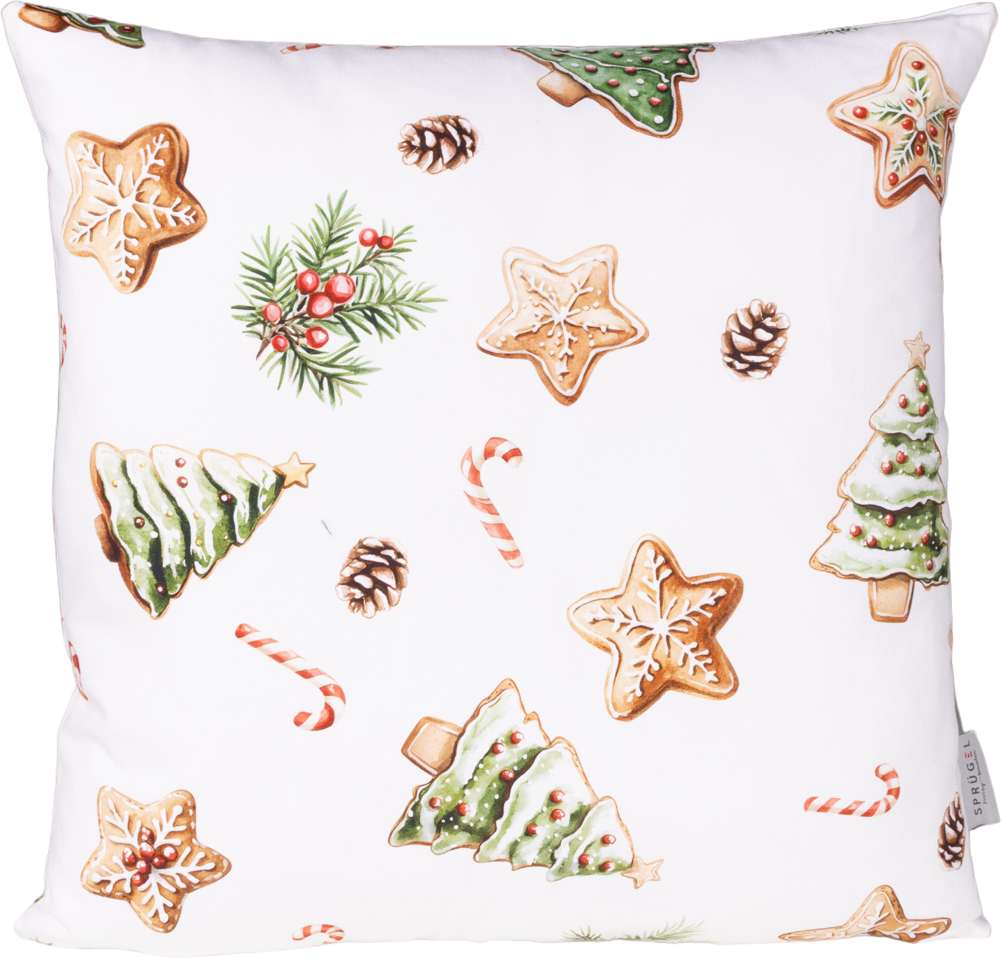 Kissenhülle Christmas Sweets 50x50 cm | Naturweich & Matt - Plätzchen Weihnachten Weiß