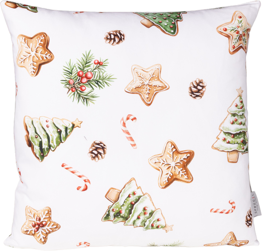 Kissenhülle Christmas Sweets 50x50 cm | Naturweich & Matt - Plätzchen Weihnachten Weiß