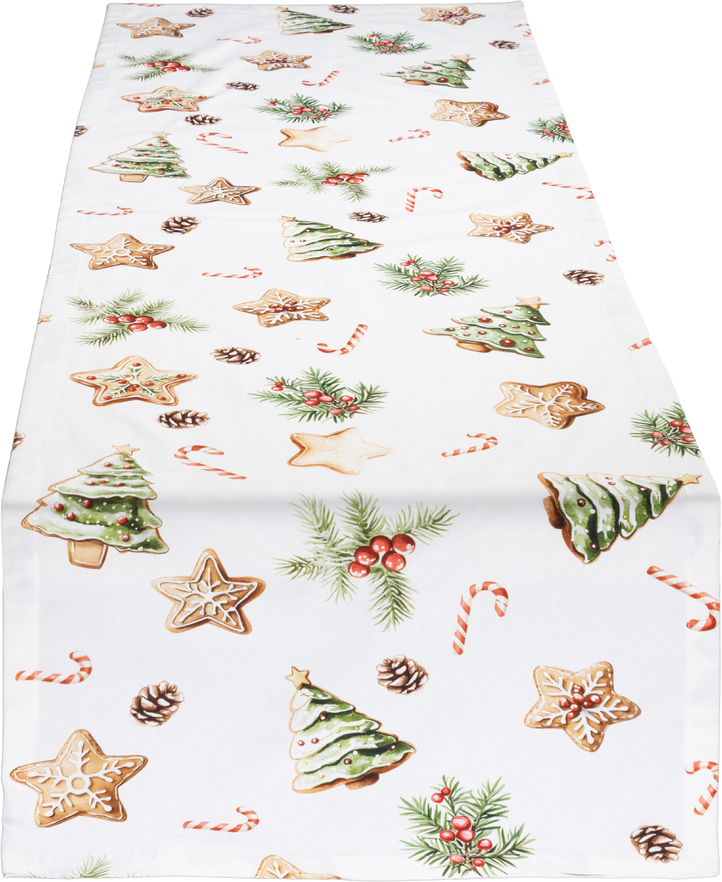 Tischband Christmas Sweets 50x150 cm | Naturweich & Matt - Plätzchen Weihnachten Weiß