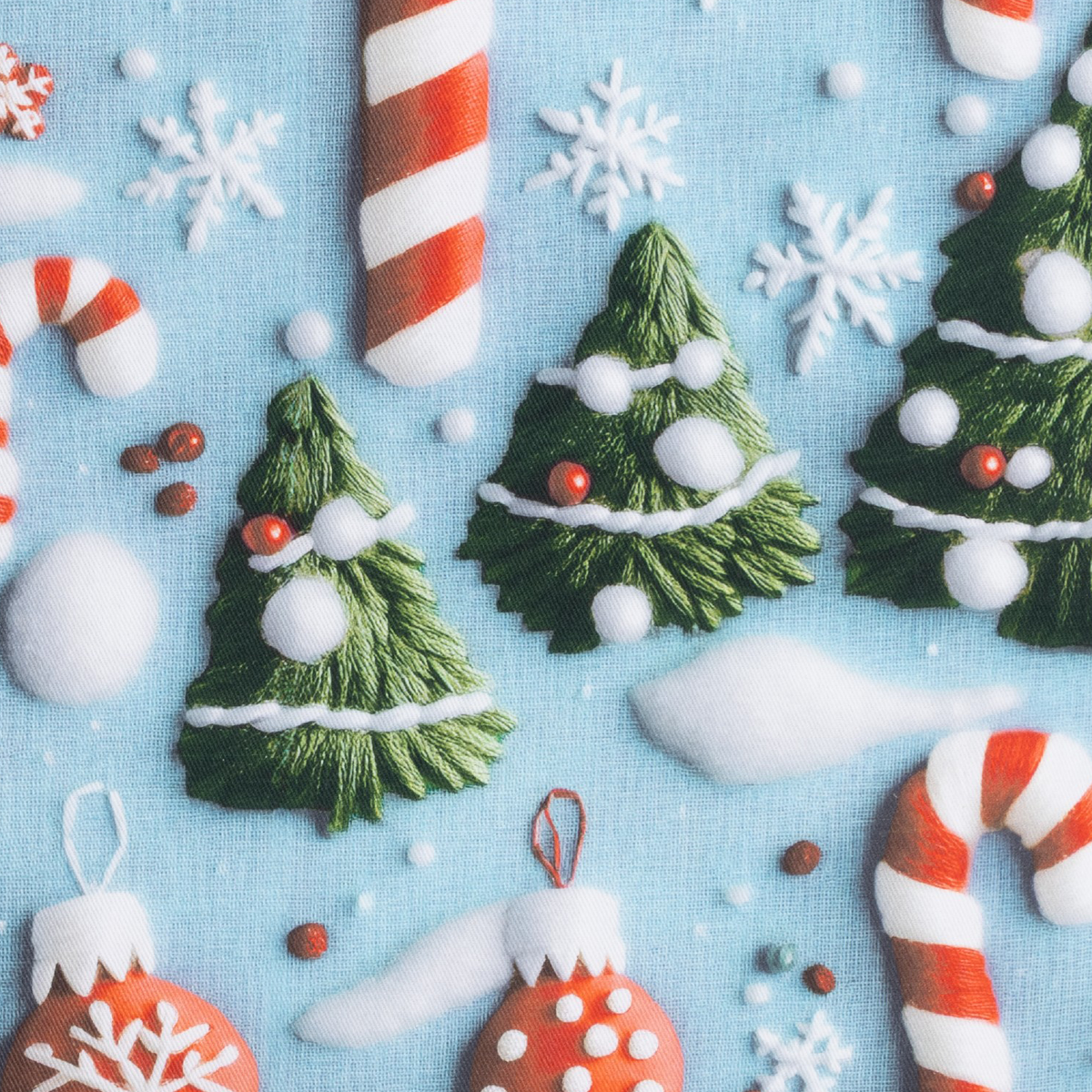 Kissenhülle Winter Candy Cane 50x50 cm | Naturweich & Matt - Zuckerstange Weihnachten Hellblau