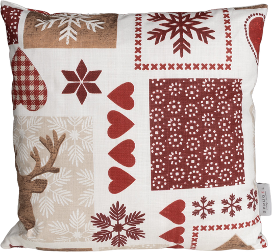 Kissenhülle Countrysite Patchwork 50x50 cm | Naturweich & Matt - Hirsch Patchwork Rot Weiß