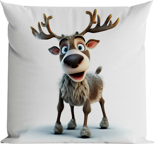 Kissenhülle Cute Rudolf 45x45 cm | Fein & Glatt - Rentier Cartoon Weiß Wendekissen