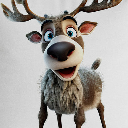 Kissenhülle Cute Rudolf 45x45 cm | Fein & Glatt - Rentier Cartoon Weiß Wendekissen