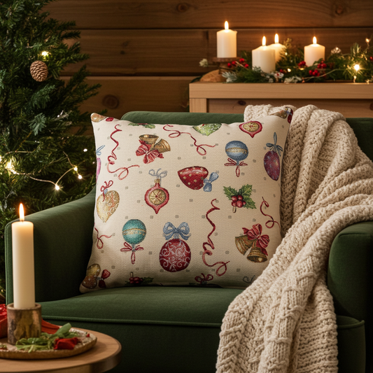 Gobelin Kissenhülle Christbaumzauber Bunt 40x40 cm