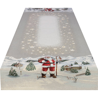 Gobelin Tischband mit Weihnachtsmann in der Winternacht - Winter Nikkolino 45x140 cm