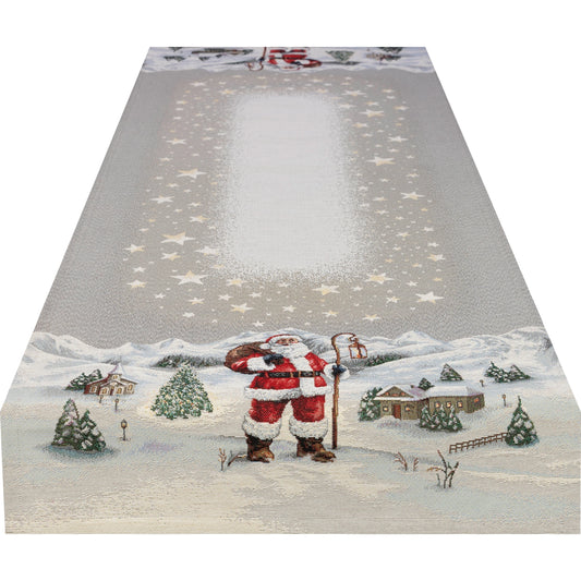 Gobelin Tischband mit Weihnachtsmann in der Winternacht - Winter Nikkolino 45x140 cm