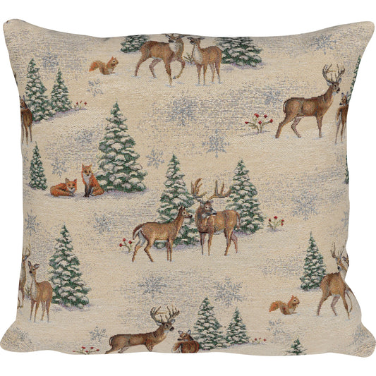Gobelin Kissenhülle Zauberwald der Tiere - Winter Forest 40x40 cm