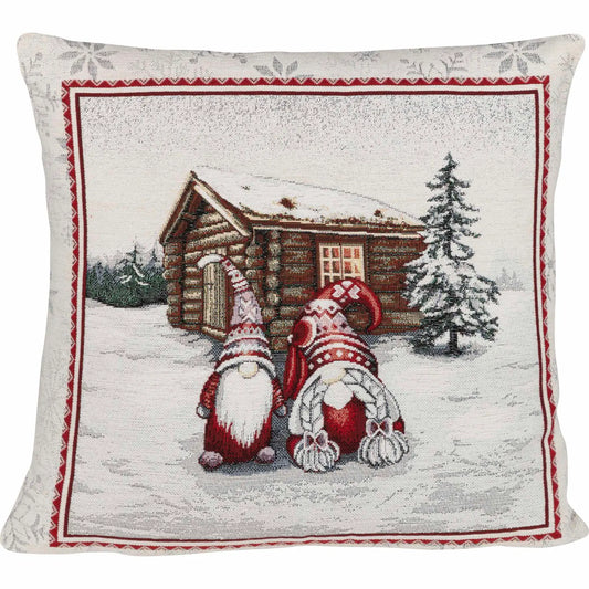Gobelin Kissenhülle Hüttenzauber mit Wichtelpaar - Gnomos Couple 45x45 cm