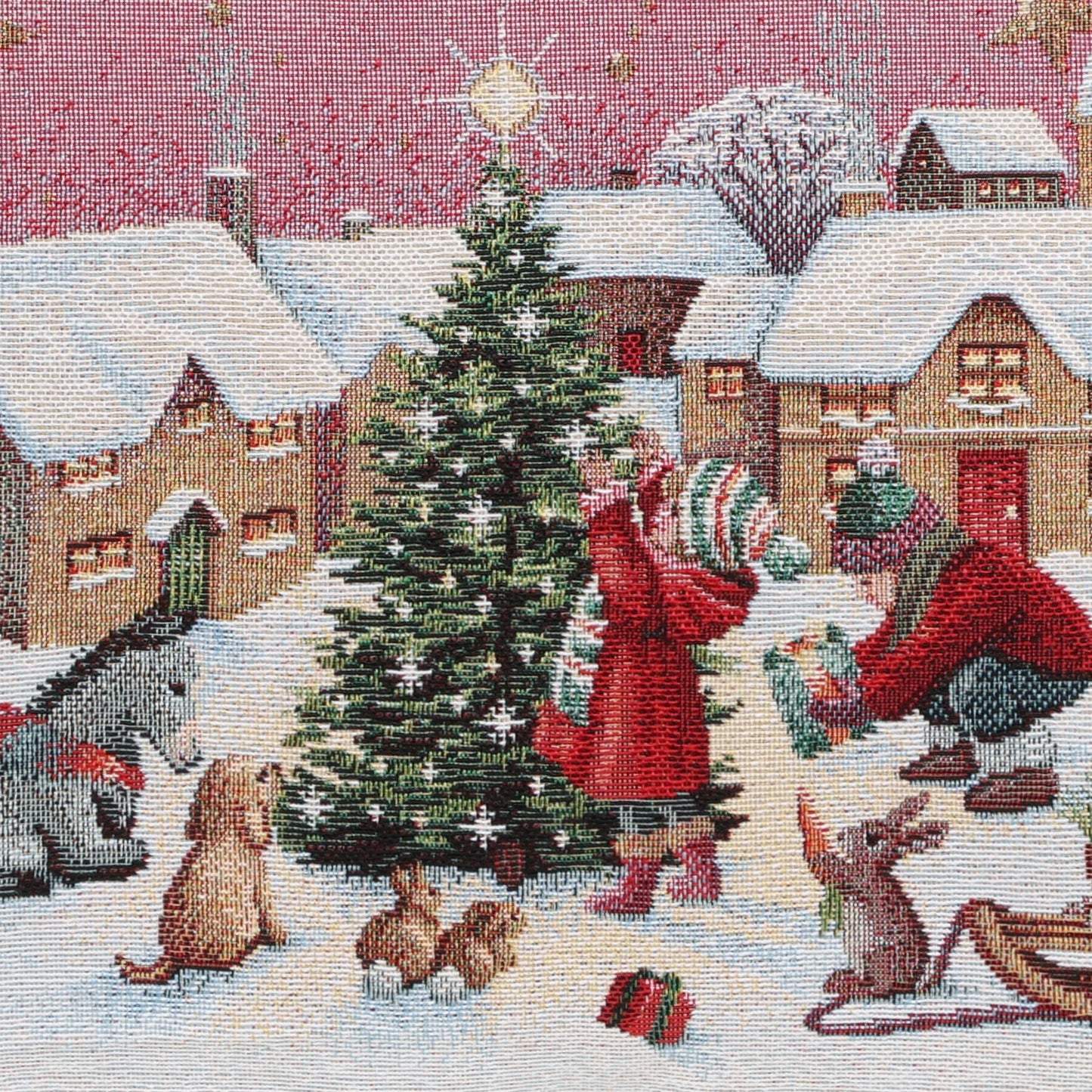 Gobelin Kissenhülle mit Magie des Dorfes - Mystic X-Mas Life 45x45 cm