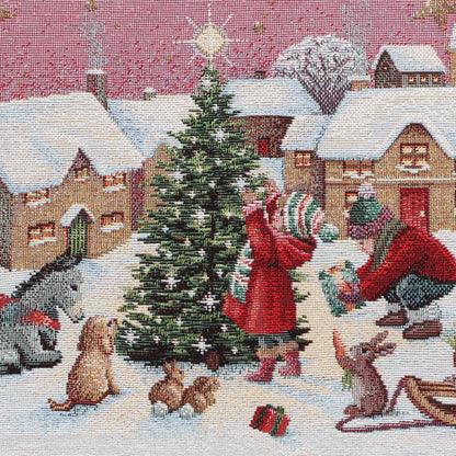 Gobelin Kissenhülle mit Magie des Dorfes - Mystic X-Mas Life 45x45 cm