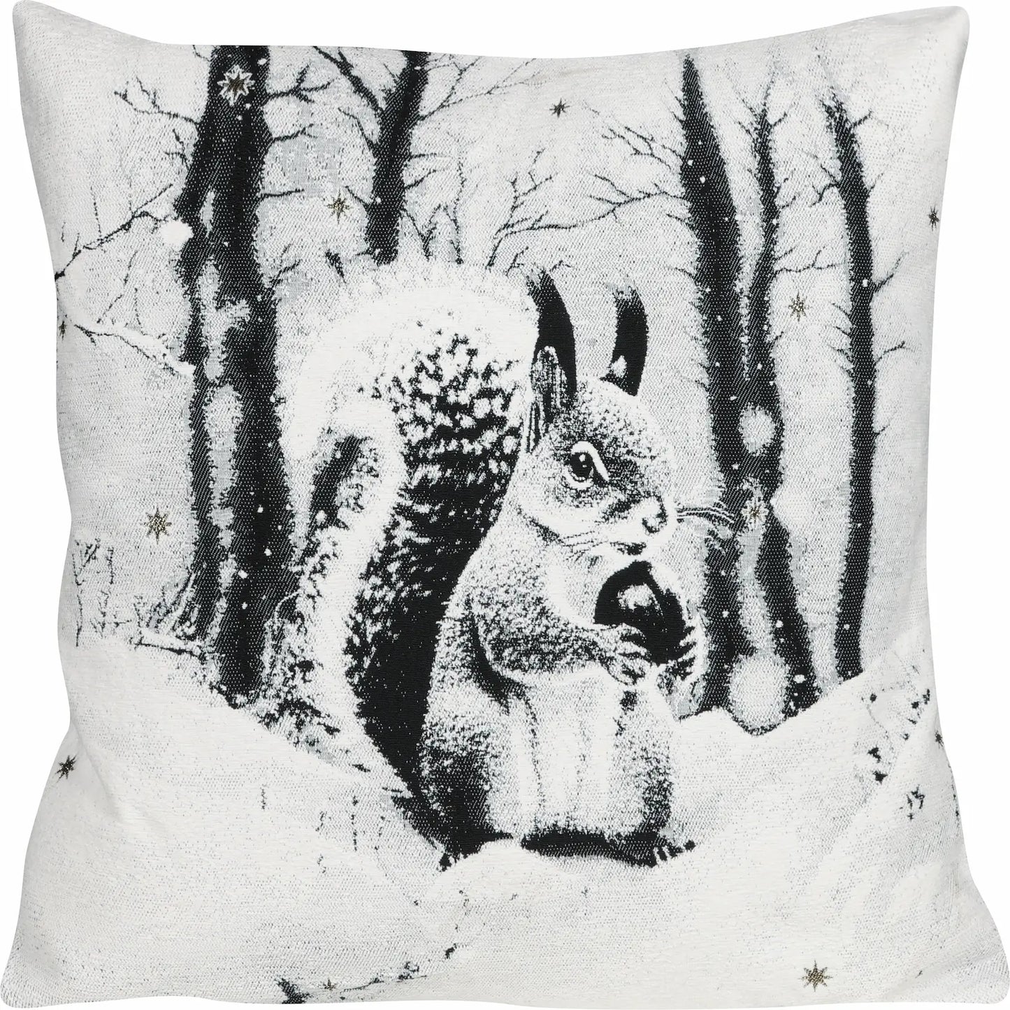 Gobelin Kissenhülle mit Eichhörnchen im Winter – Mystic Squirrel Chenille