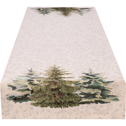 Gobelin Tischband mit Tannenbäume und Schneeflocken - Neoteric Forest - 45/150 cm - SPRÜGEL