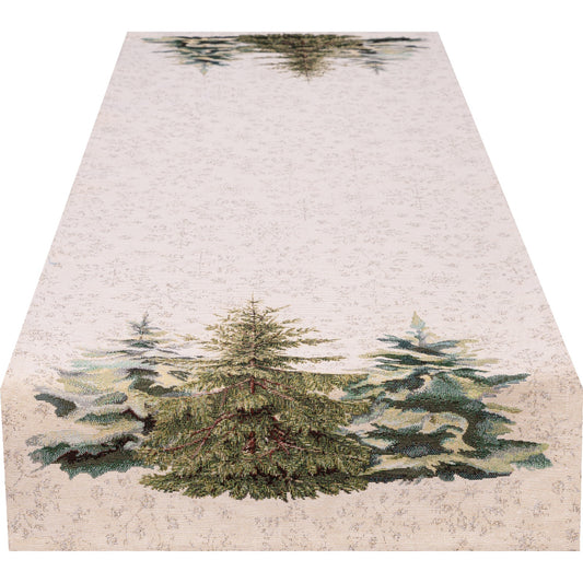 Gobelin Tischband mit Tannenbäume und Schneeflocken - Neoteric Forest - 45/150 cm - SPRÜGEL