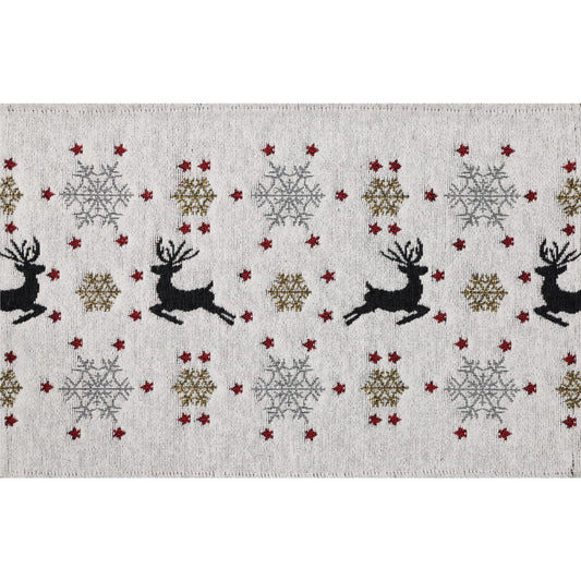 weihnachtliches Gobelin Tischset mit Rentieren, Schneeflocken und Sternen - Jumping Deer - SPRÜGEL