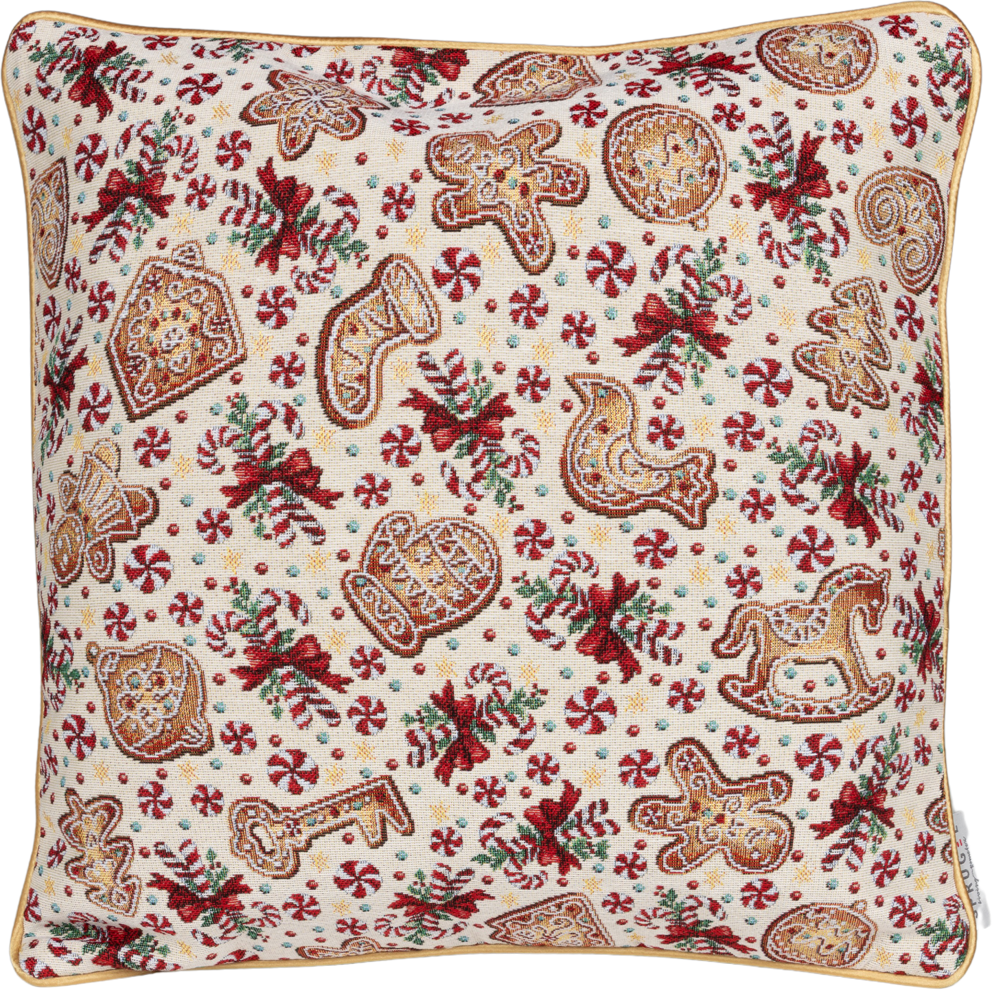 Kissenhülle Navidad Goodies 40x40 cm | Schwer & Griffig - Lebkuchen Weihnachten Creme Gold