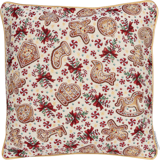 Kissenhülle Navidad Goodies 50x50 cm | Schwer & Griffig - Lebkuchen Weihnachten Creme Gold