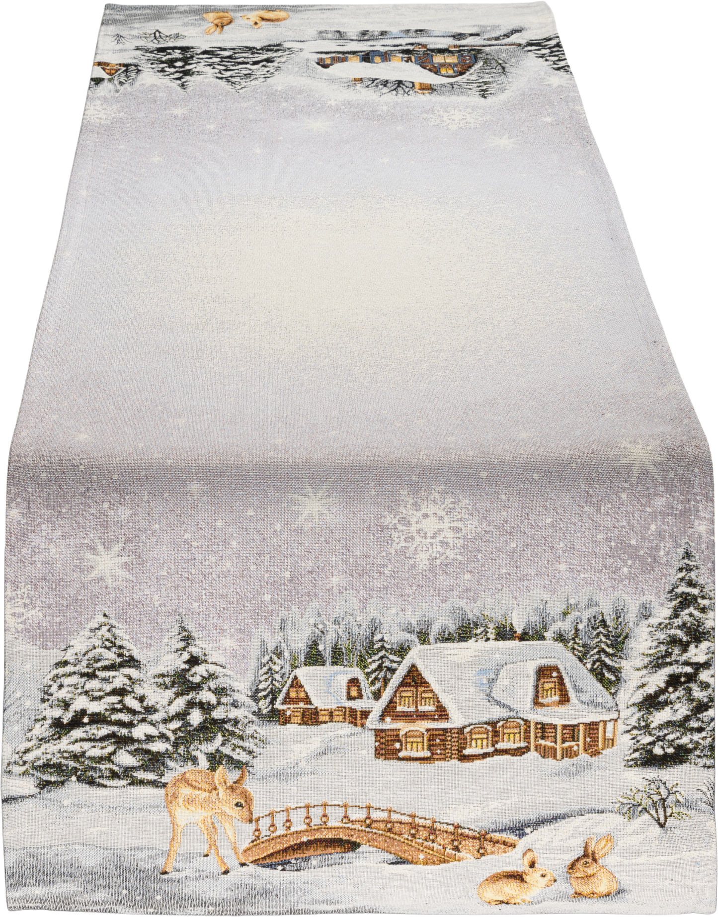 Tischband Christmas Snowy Home 45x45 cm | Schwer & Griffig - Winter Reh Schnee Gobelin