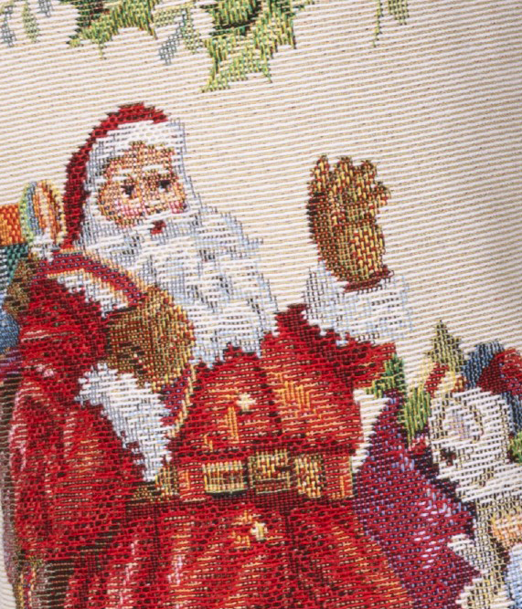 Gobelin Weihnachtsstrumpf Weihnachtsmann & Geschenke | festlich-nostalgische Dekoration zum Aufhängen und befüllen