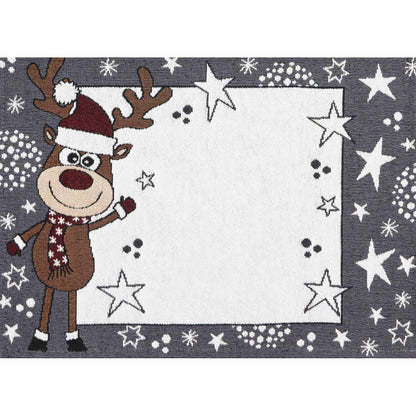 weihnachtliches Gobelin Tischset - ein Rentier namens Rudi mit Sternen und Schneeflocken - Lovely Rudi - SPRÜGEL