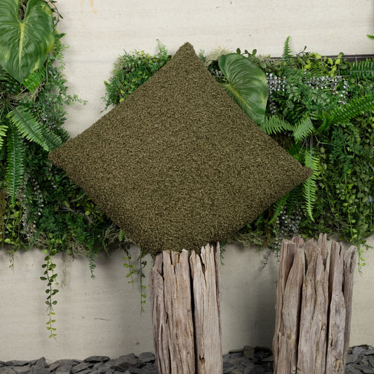 Kissenhülle Jardin Poodle Oliv 45x45 cm | Schwer & Griffig - Bouclé Olivgrün Uni Flauschig