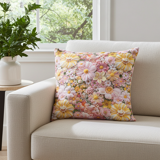 Baumwoll Kissenhülle Blüten Illusion 60x60 cm