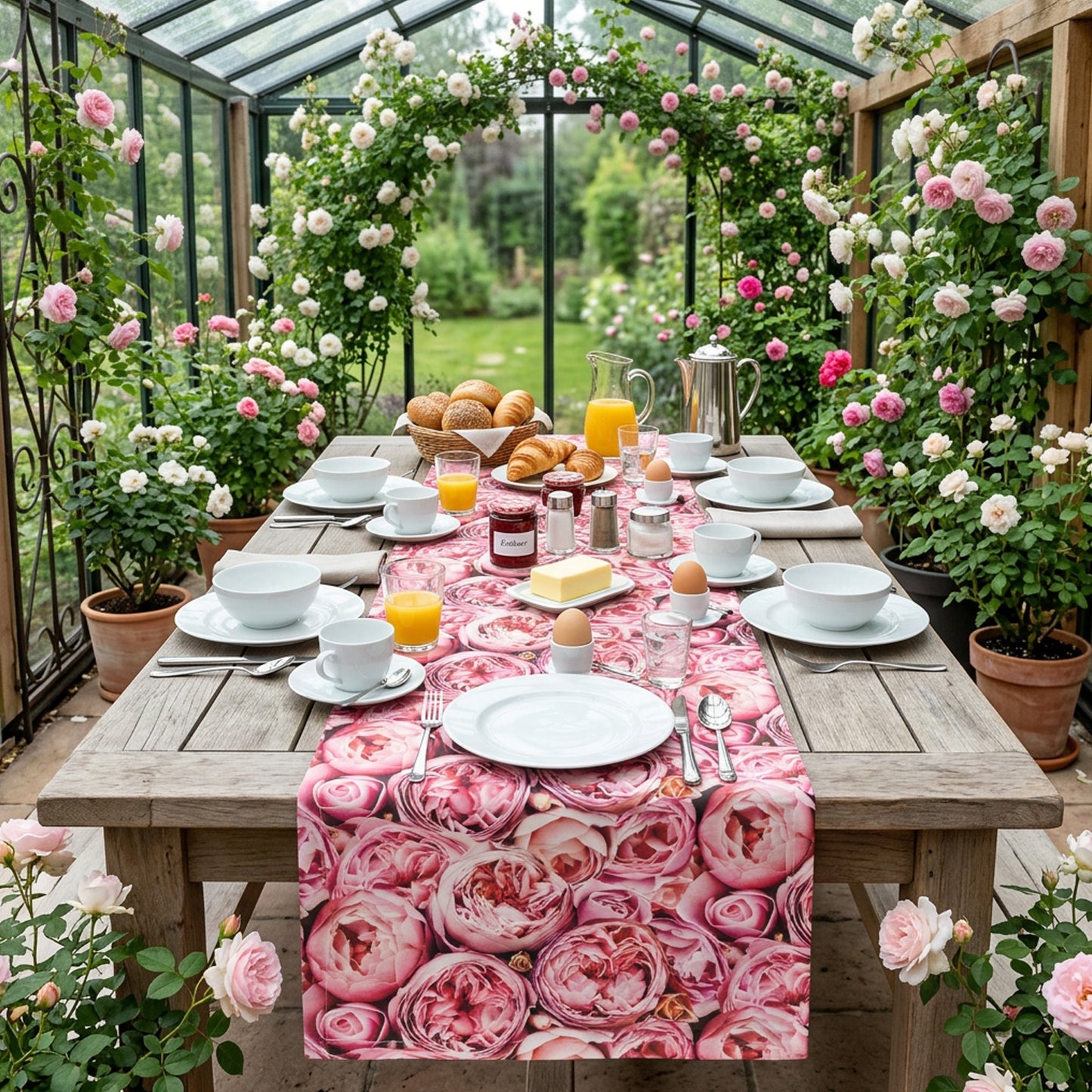 Präzisions-Druck Tischband Rosenfreude 45x150 cm