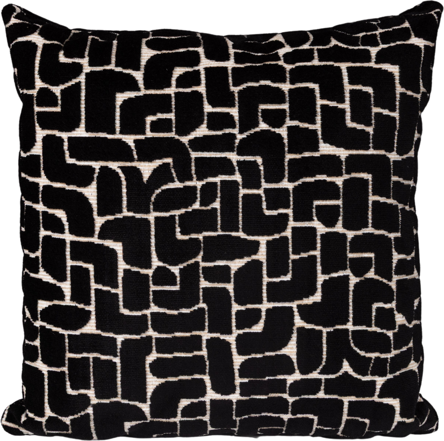 Kissenhülle Bonea Pattern 45x45 cm | Schwer & Griffig - Geometrisches Muster Schwarz Creme