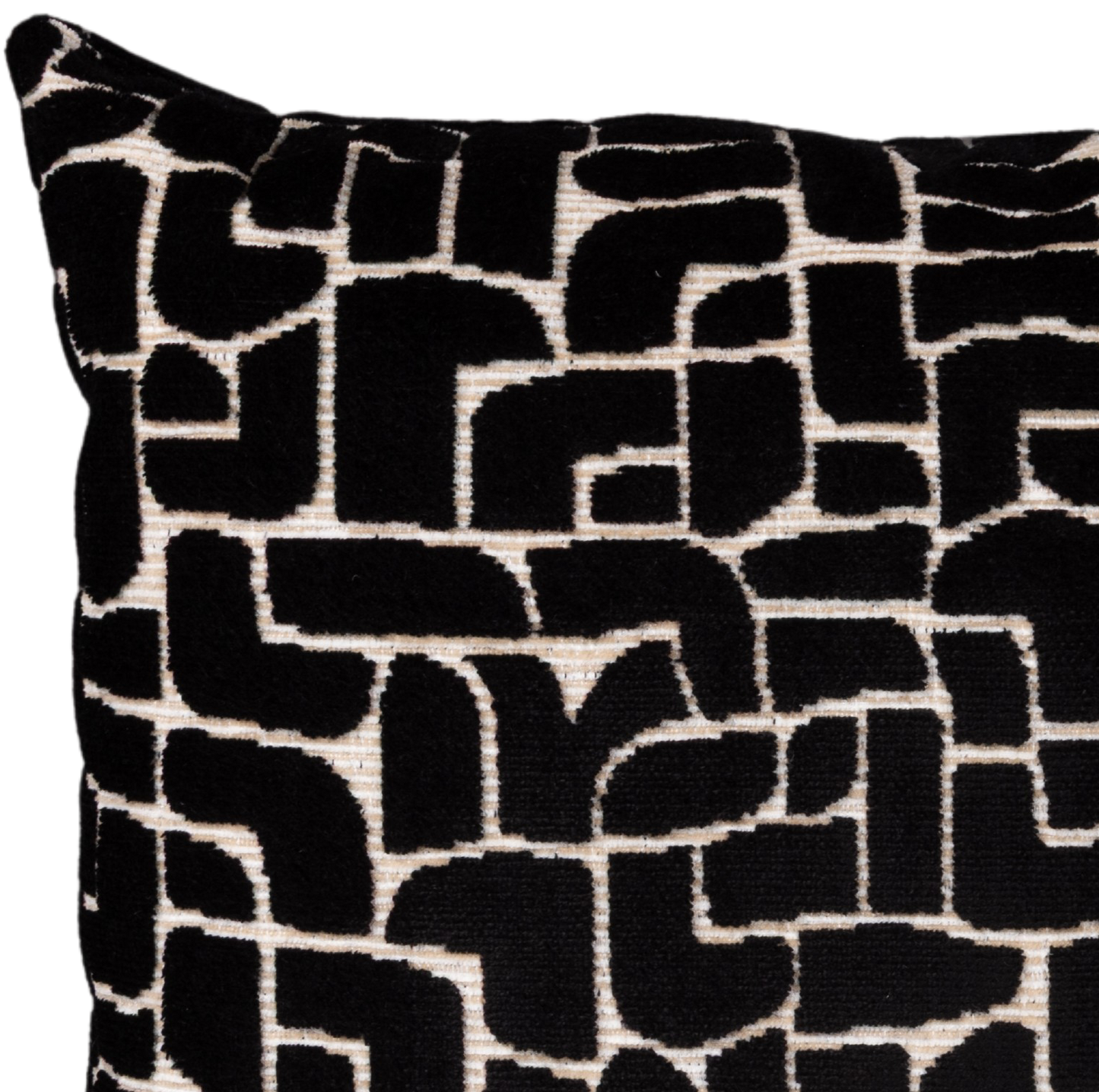 Kissenhülle Bonea Pattern 45x45 cm | Schwer & Griffig - Geometrisches Muster Schwarz Creme
