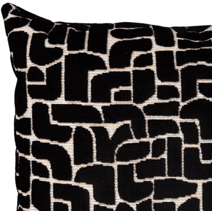 Kissenhülle Bonea Pattern 45x45 cm | Schwer & Griffig - Geometrisches Muster Schwarz Creme