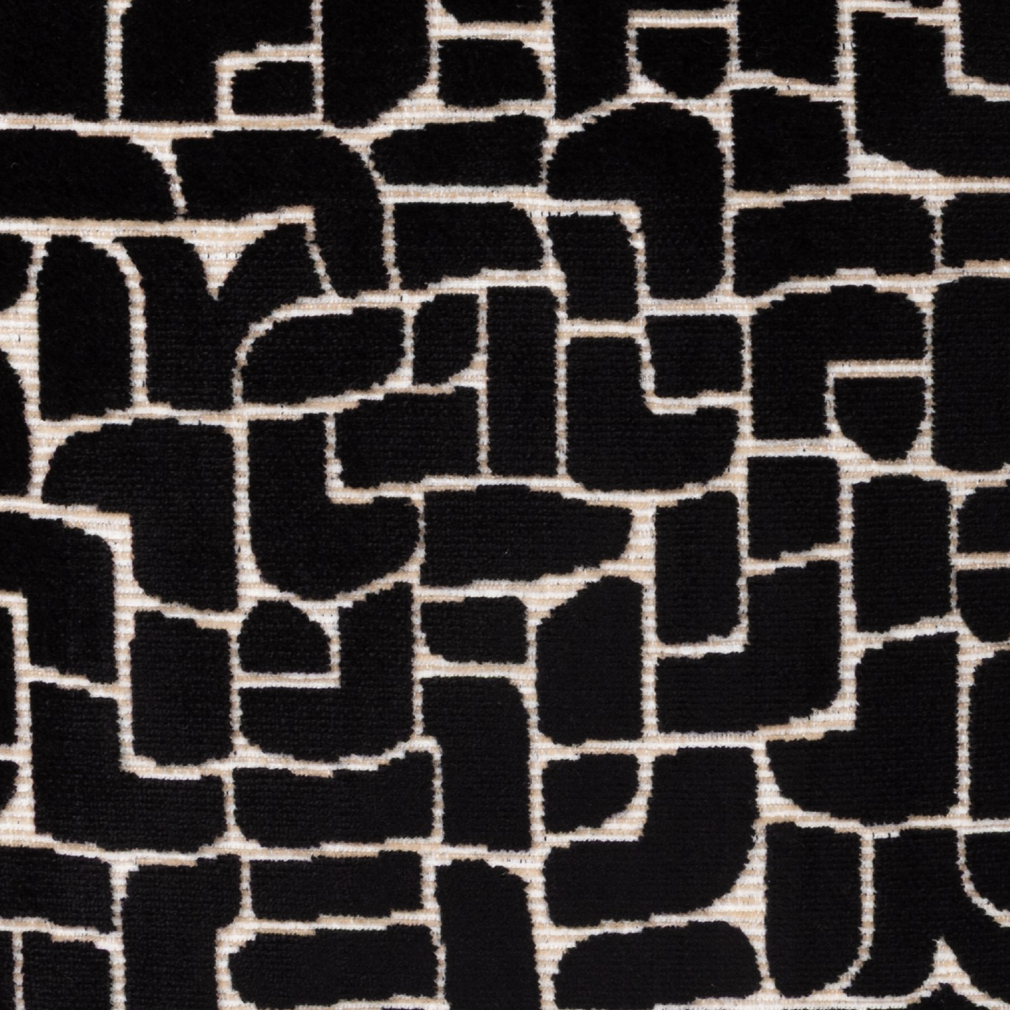 Kissenhülle Bonea Pattern 45x45 cm | Schwer & Griffig - Geometrisches Muster Schwarz Creme
