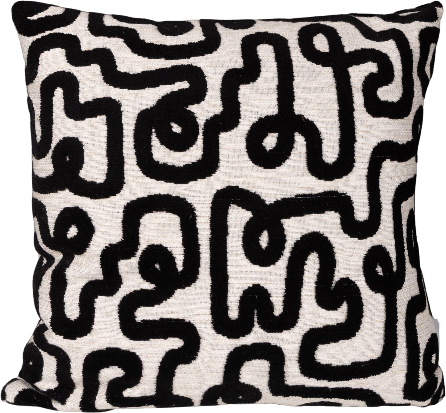 Kissenhülle Bonea Labyrinth 45x45 cm | Schwer & Griffig - Geschwungenes Muster Creme Schwarz
