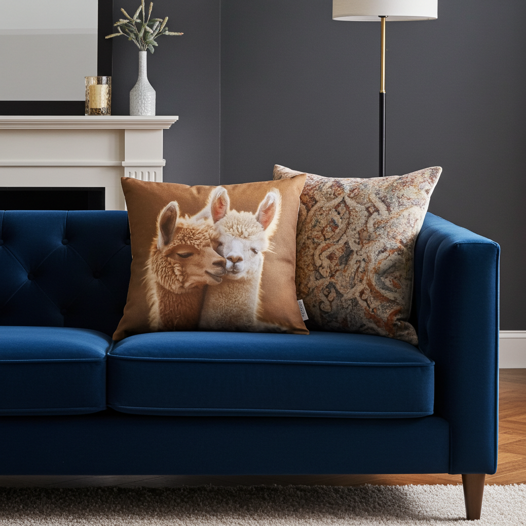 Kissenhülle Alpaka Liebe - Lovely Alpacas 45x45 cm