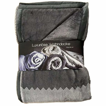 Fischgrät-Wohndecke, Farbe grau