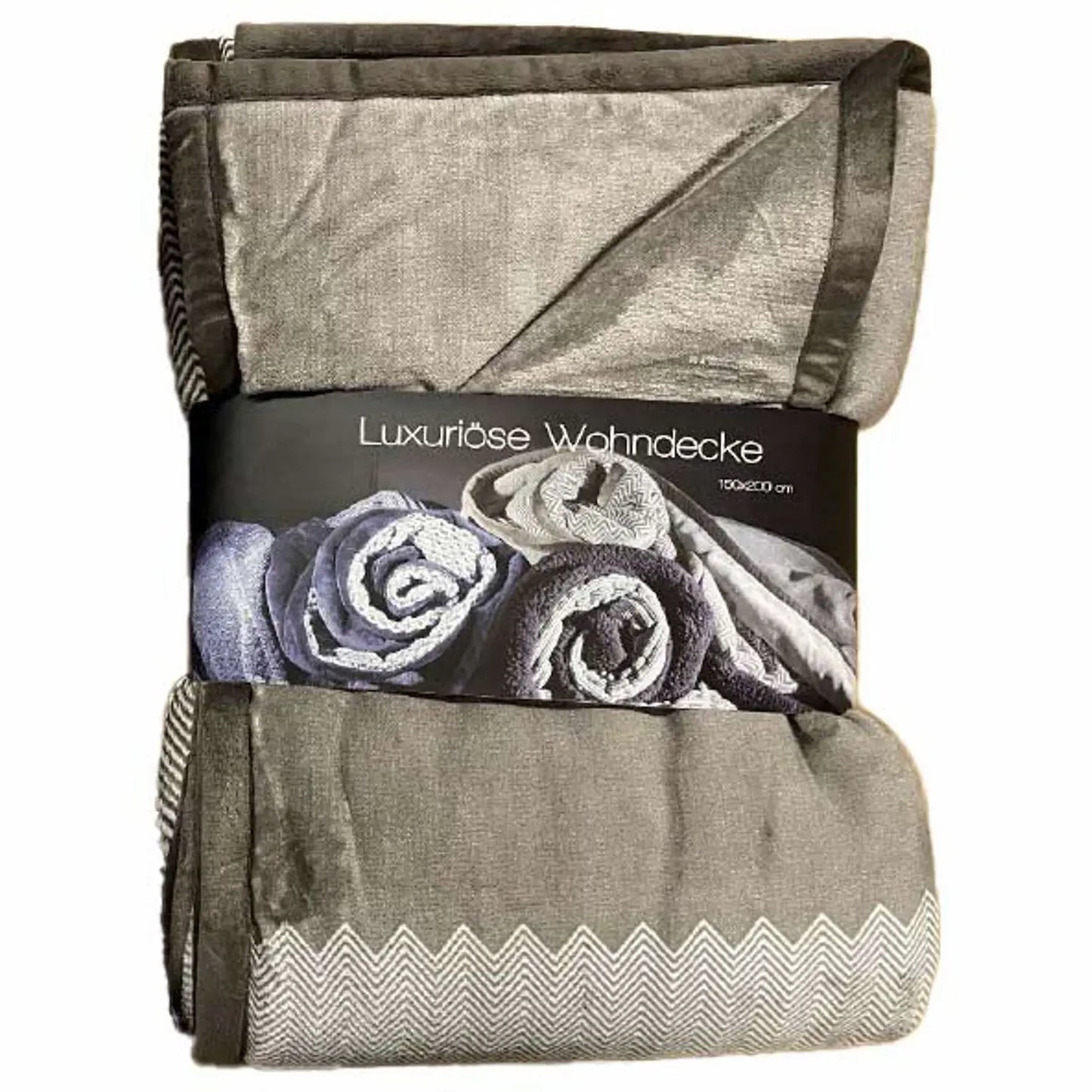 Fischgrät-Wohndecke, Farbe taupe